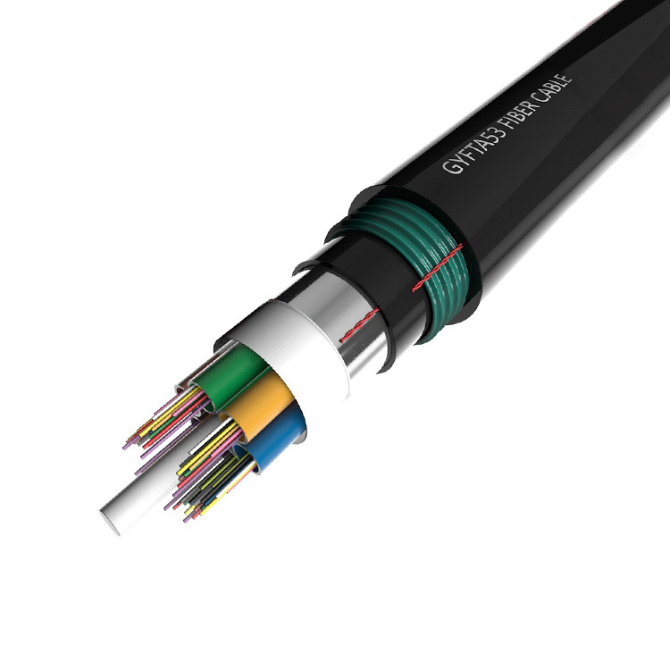 China GYFTA53 Double Armored Fiber Optic Cable with 2-288 Cores Loose Tube Stranded Design for Direct Burial Applications on sale
