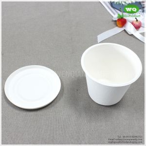 15oz(425ml) Biodegradable Bleached Sugarcane Bagasse Cup With Lid -Easy Green