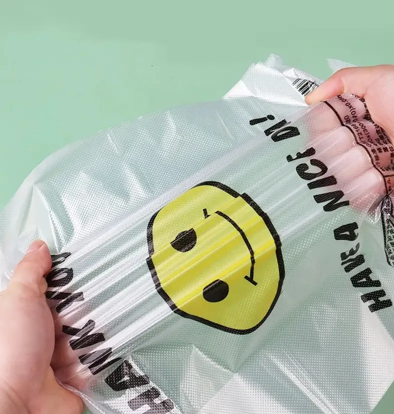 Eco-Friendly Thank You Plastic T-Shirt Bag Vest Personalized Plastic Bag for Business with Logo