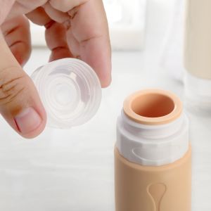 Cylinder Refillable Silicone Travel Bottle Set Apricot Color 3Oz