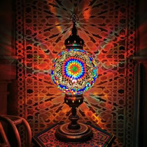 Mosaic Table Lamp Mediterranean Turkish Style Bedroom Study bulb table lamp(WH