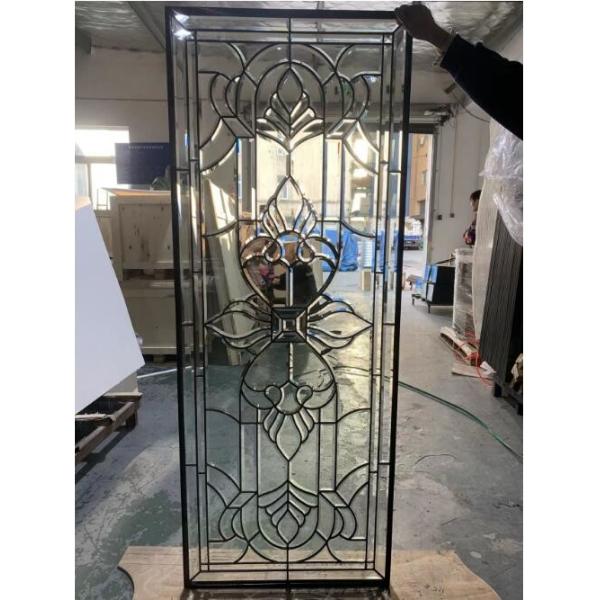 Quality All Clear Bevel Decorative Glass Panel With Patina Caming For Entry Doors wholesale