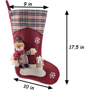 3PCS 17.5" Christmas Stocking Classic Large Stockings Xmas Character for Family