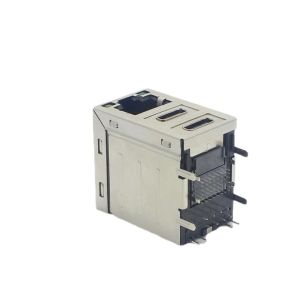 Shielded RJ45 Female Socket LAN Female Connector Jack Dual Type C Combo