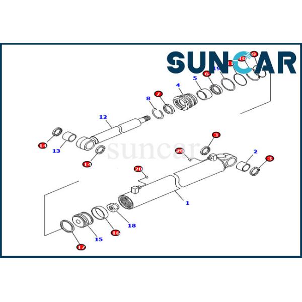 707-98-25330 Blade Shift Cylinder Seal Kit 7079825330 Grader Service Kit Fits Komatsu GD555-3 Inner Parts