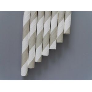 Cheap Biodegradable Food Packaging Flexible Paper Straws Grey Stripe 7.75&quot; 100pcs / Box for sale