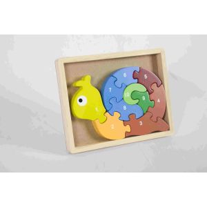Eco Friendly Soild Wood Number Snail Puzzle Game For Nature Home / Classroom