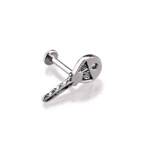 Factory Price 14 Gauge 10mm Steel Winding Key Top piercing labret