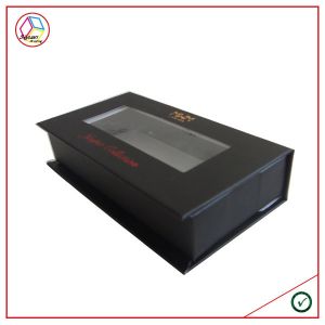 Small Black CMYK Rectangular Craft Paper Gift Box With PVC Window