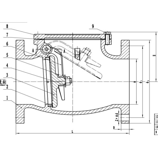 Size 2" Flanged Swing Check Valve On Pipeline Of Reclaimed Water