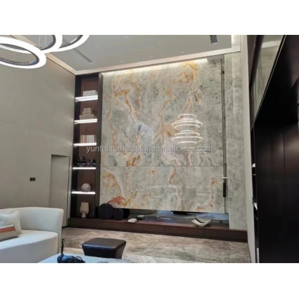 Modern Backlit Green Onyx Stone Slab 30mm Thickness for Graphic Living Room Jade Wall