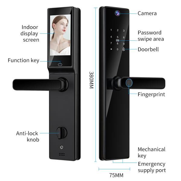 Quality S819-2MAX Smart Home Door Lock Video Intercom Wifi Camera With Fingerprint Password & Key Card Access Tuya Door Lock wholesale