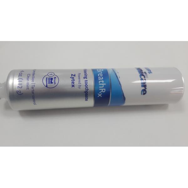 4oz Flexographic Printing Silver Toothpaste Tube With Translucent Shoulder Flip On Cap