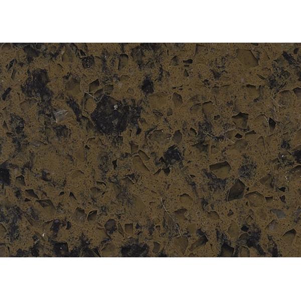 Artificial Type Dark Brown Composition Quartz Stone Countertops Slab With Black