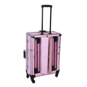 Custom Black & Pink Makeup Cases With Light For Makeup