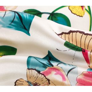 Pure Lightweight Silk Fabric Digital Printed For Bedding Set Multicolor
