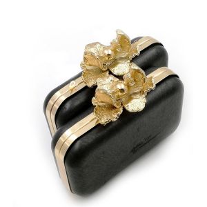 Unique Flower Nob Light Gold Box Clutch Frame Iron Frame
