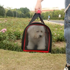 Dog And Cat Portable Handbag With Breathable Mesh On Four Sides Foldable Pet