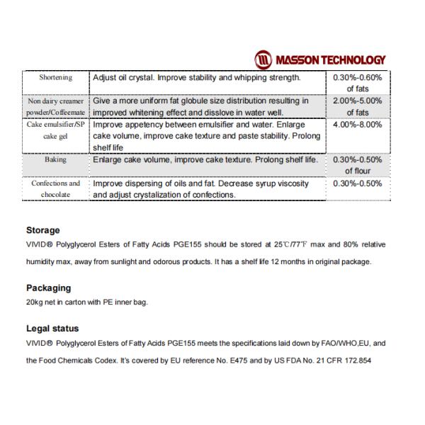 Poly Glycerin Fatty Acid Ester E475 Cake Food Emulsifier For Ice Cream