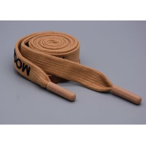 Garments 140cm Polyester flat Rope Printed With Matte Black Silicone Logo