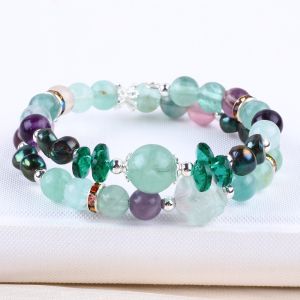Custom DIY Fluorite Crystal With Fluorite Rose Flower Carving 8MM Round Bead