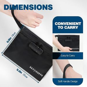 Money Bag with Lock KaAutoler Fireproof and Waterproof Cash Bag with Zipper