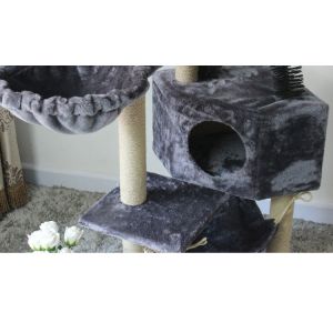 Wooden Large Scratcher Houses Tower Cats Tree Made of Sisal Fabric and Wood