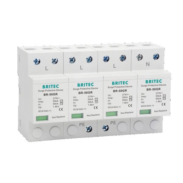 Quality BR-50GR 4P Ac Lighting protection Type 1 surge protective device Spd Surge Filter spd t1 t2 wholesale