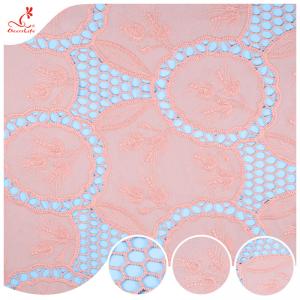 China High Guipure Lace Fabric 3d Embroidered Applique Flower Multicolour Embroidery Tulle Fabric on sale