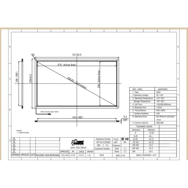 Waterproof Infrared Touch Screen Panel