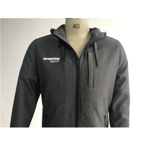 Fashion Grey Color Hooded Bomber Jacket Mens With Black Rib And Mesh Lining