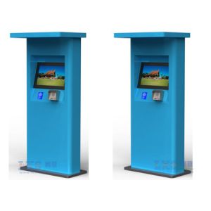 Semi Outdoor Card Payment Touch Screen Free Standing Stainless Steel Kiosk Self