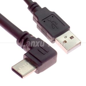 90 Degree Right Angle Fast Charging 2A USB 2.0 to Type C Data Charger Extension
