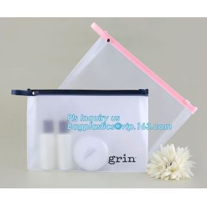Standup Cosmetic PVC Bag With Slider, Promotional PVC Toiletry bag with zipper