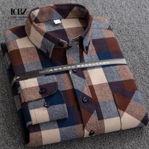 LCBZ Man Fabric Shirt Flannel Long Sleeve Custom Design Shirts for Men Casual