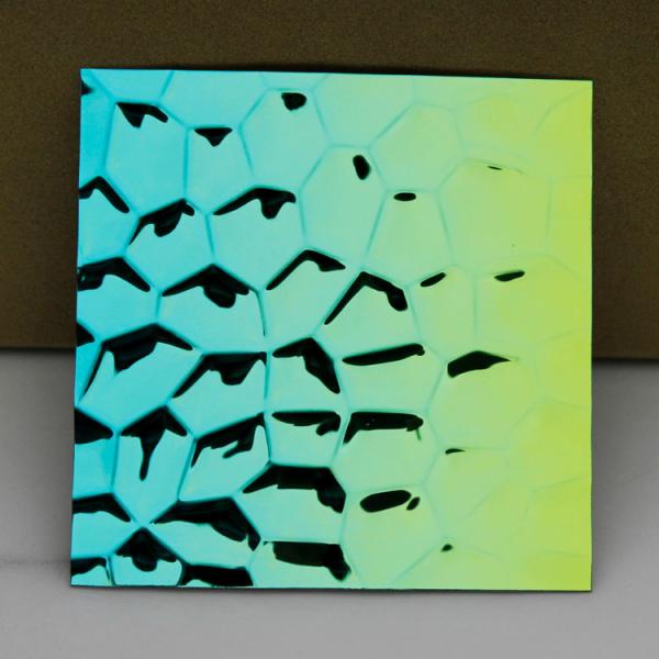 Quality 3D Golden Mirror Decorative Stainless Steel Sheet 304 Hammered Patterns PVD Green wholesale
