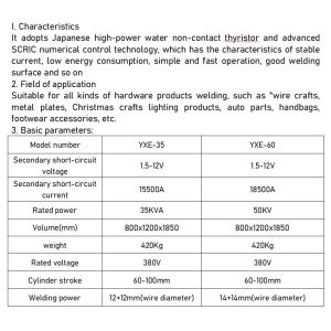 YXE-35 Welded Wire Mesh Spot Welder for Handbag Production 800x1200x1850mm