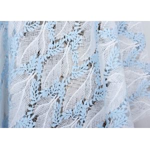 China Dubai Stretch Water Soluble Embroidered Sequin Lace Fabric Blue And White Color on sale
