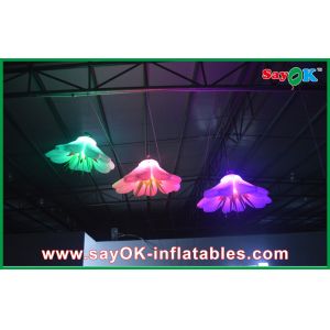 China Indoor Decorative Light Inflatable Flower With Rope Hanging White 190t Oxford Cloth on sale