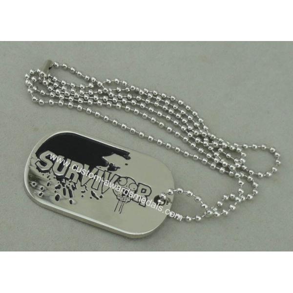 Zinc Alloy Survivor Personalised Dog Tags Soft Enamel Long Ball Chain And Nickel Plating
