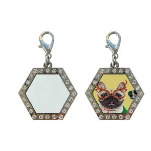 Sublimation Dog Tags Blanks With Diamond Trim Accents Customized Pet Tags For