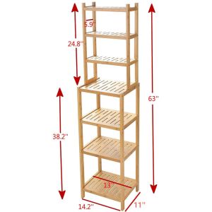 Classic Design Style 7-Tier Bamboo Shelf Multifunctional Storage Rack for