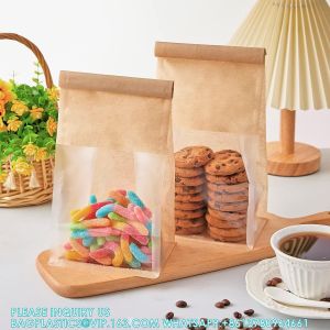 Bakery Bags With Window, Resealable Tin Tie Tab Lock Bread Storage Bags, Front