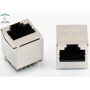Single Port Shielded SMT RJ45 Connector R / A 50U" Gold Plating Contact Terminal