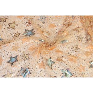 Multipatterned Bridal Lace Fabrics , Breathable Luminous Sequin Lace Fabric