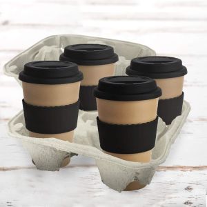 4 Cup Pulp Fiber Drink Carrier For 8-32 Oz Cups - Biodegradable And Great For