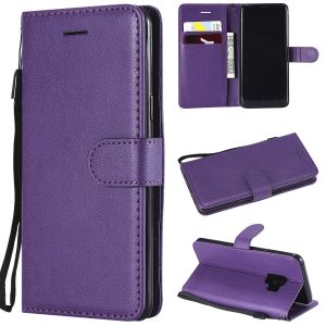 Samsung S9 Pure Color Leather Wallet Protective Case with Card Slots