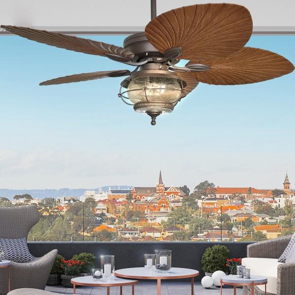 52 Inches Waterproof Ceiling Fan With Light 5 ABS Blades Weather Proof Ceiling Fan