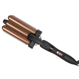 PTC 50HZ 60HZ Three Barrel Hair Waver , LCD Beach Waves Curling Wand