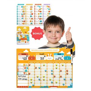 Interactive Dry Erase Magnetic Whiteboard Star Reward Chart for Kids Includes